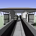 Modern Covered Subway Station Platform With Train On Tracks And Glass Railings