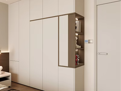 Modern Wardrobe Interior Design With White Panels Glass Door Section And Storage Solutions 3d model