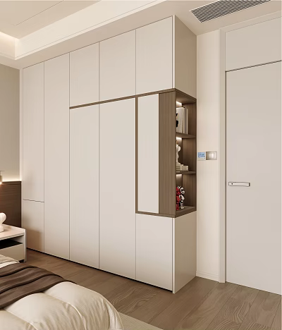Modern Wardrobe Interior Design With White Panels Glass Door Section And Storage Solutions 3d model