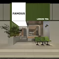 Stylish Modern Bubble Tea Shop Interior Design With Wooden Walls Long Tables And Green Plants