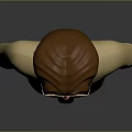 3D Rendered Game Movie Character Male Bust With Brown Hair Glasses Beige Shirt And Tie