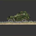 Green Camouflage Tank Model Display With Sand Terrain And Barbed Wire On Base