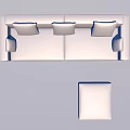 Modern Double Sofa With Light Gray Upholstery Pillows And Ottoman 3d model