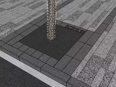 Outdoor Tree Pit Design With Tree Trunk and Surrounding Paving Slabs 3d model