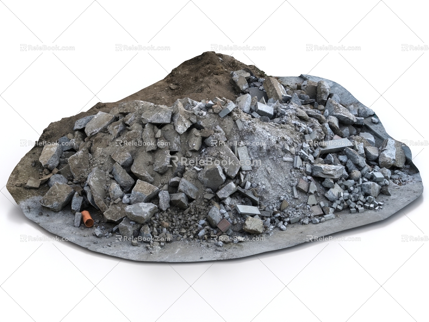 Construction waste crushed stone brick soil 3d model