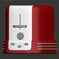Red And White Retro Toaster With Bread Slots And Control Buttons For Kitchen Use