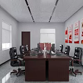 Military Recruitment Office Interior With Red Accents Star Emblem Map Military Posters And Office Furniture