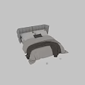 Modern Double Bed Design With Padded Headboard And Gray Bedding 3d model