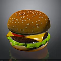 Delicious Hamburger With Sesame Seed Bun Fresh Lettuce Ripe Tomato Melty Cheese And Juicy Patty