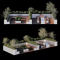 Outdoor Chairs in Cozy Garden Area With Wooden Deck and Lush Green Plants