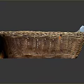 Wicker Basket With Fresh Baked Bread And Red Jam On Black Surface 3d model