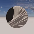 Oval Wall Decor with Black Inner Section and Cream Pleated Fabric Design
