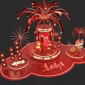 New Year 2025 Photo Spot With Fu Character Fireworks Tiger Doll And Lanterns