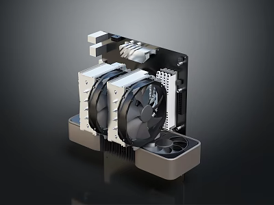 Efficient Electronic Cooling Device With Dual Fans And Metal Heat Sink Structure 3d model