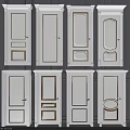 Elegant Modern Flush Doors Interior Design Featuring Decorative Panels And Gold Accents 3d model