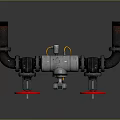 Industrial Piping System with Red Valves and Metal Fittings in Engineering Setup