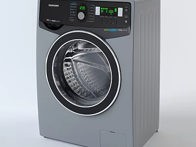 Samsung Modern Gray Front Load Washing Machine With Digital 3d model