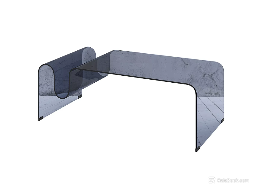 Modern Transparent Acrylic Side Table With Curved Structure And Sleek Design 3d model