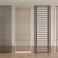 Modern Room Divider Screens With Grid Patterns Vertical Slats And Wooden Frames 3d model