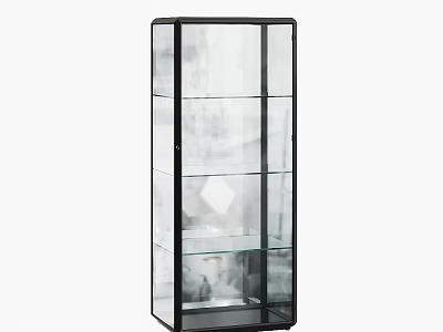 Modern Display Cabinet With Black Frame And Glass Shelves For Living Room Decor 3d model
