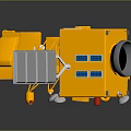 Advanced Satellite Equipment With Gold Red Structure And Blue Solar Panels