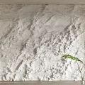 Textured White Background Wall With Wooden Side Frames And Green Plant