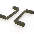 Wooden and Stone Garden Structures with L Shaped Linear Mossy Design Details