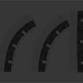 Three Architectural Black Curved Track Components For Building Structure