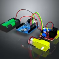 Computer Electronic Components With Circuit Board Battery Motor And Colored Wires 3d model