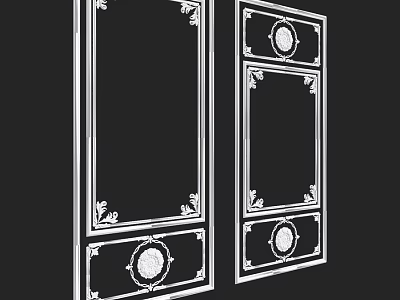 Classical Ornate Decorative Panels With Intricate Frames And Circular Motifs 3d model