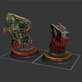 Mechanical Equipment Units Featuring Red Gray Components And Orange Circular Bases 3d model