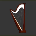 Elegant Red Harp Musical Instrument With Classic Design And String Structure 3d model