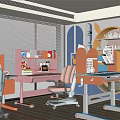 Colorful Kids Desk With Matching Chair And Storage For Modern Kids Room Interior