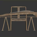 Modern Minimalist Wooden Furniture Bench And Chair With Woven Seat And Gray Cushion