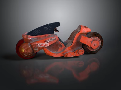 Red Citroen Motorcycle Model Featuring Black Seat And Unique Design 3d model