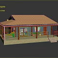 Small Cottage with Orange Tiled Roof Red Wooden Porch Railings Stone Base and Steps