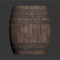 Wooden Barrel As Practical Home Living Storage With Metal Hoops And Natural Wood Grain