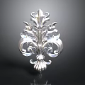 Reflective Silver Decorative Object With Plant Inspired Curled Leaves And Flower Patterns