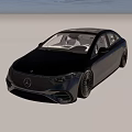 Mercedes Benz Electric Sedan With Sleek Gray Black Design And Large Wheels In Studio