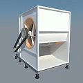 White Industrial Equipment Cabinet With Large Fan Assembly Black Brackets And Support Feet Design
