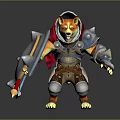 Brave Game Character Shiba Inu Warrior With Armor Red Cape And Blue Shield