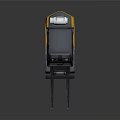 Yellow And Blue Industrial Forklift With Cab And Front Forks Design