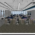 Modern Public Office Space With Large Windows Workstations Laptops Ergonomic Chairs And Natural Light