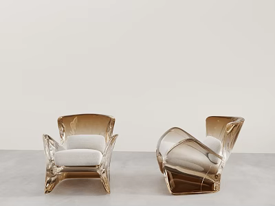 Modern Transparent Frame Leisure Chairs with Light Colored Cushions and Elegant Minimalist Style 3d model