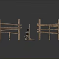 Wooden Fence Scene Components With Various Styles For Model Scenery