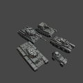Military Green Tank 3D Models Collection With Different Types And Numbers 3d model