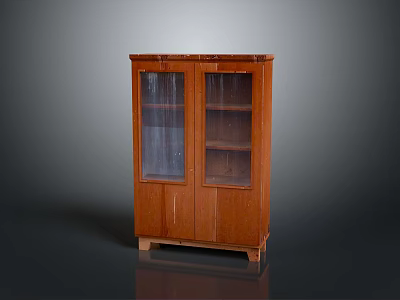 Wooden Storage Cabinet With Glass Doors And Shelves For Home Living Room 3d model