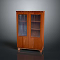 Wooden Storage Cabinet With Glass Doors And Shelves For Home Living Room
