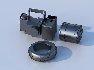 Black Industrial Mechanical Components Including Connector Ring And Housing Parts 3d model