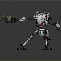 Futuristic Robot Character With Mechanical Weapon Arm And Multi Legs Design 3d model